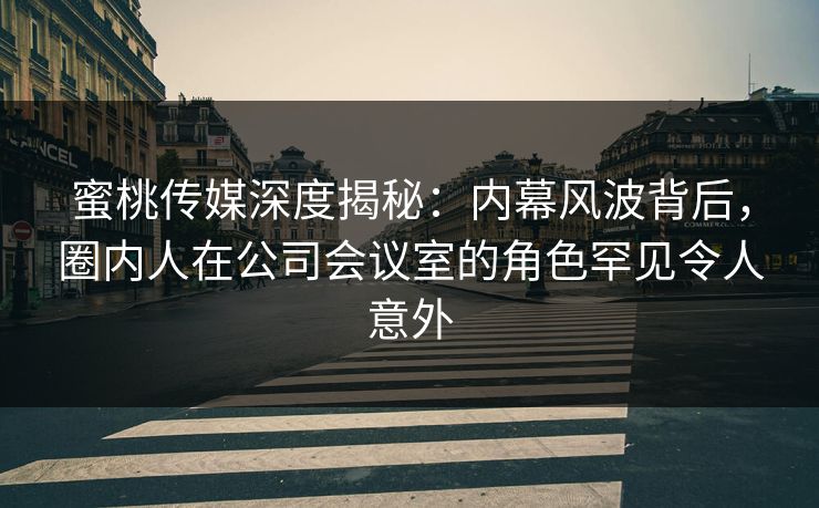 蜜桃传媒深度揭秘：内幕风波背后，圈内人在公司会议室的角色罕见令人意外