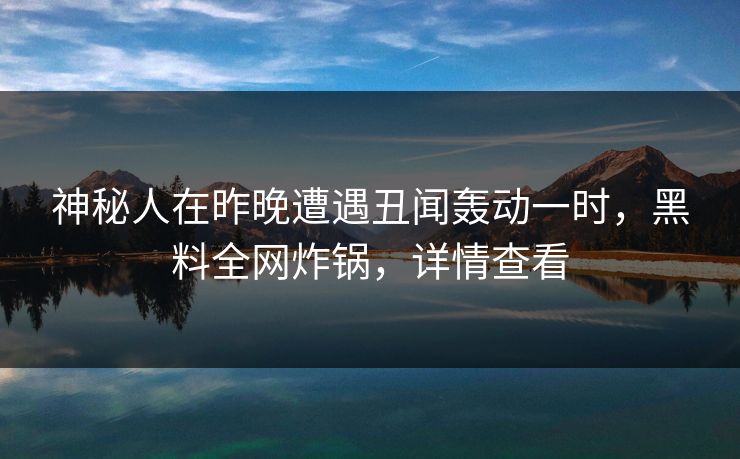 神秘人在昨晚遭遇丑闻轰动一时，黑料全网炸锅，详情查看