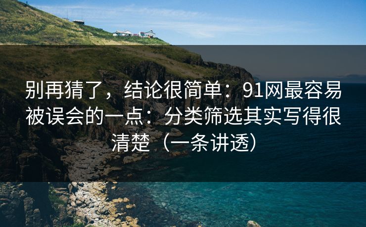 别再猜了，结论很简单：91网最容易被误会的一点：分类筛选其实写得很清楚（一条讲透）